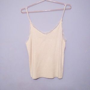 Express Cream Lace-Trim Sweater Camisole